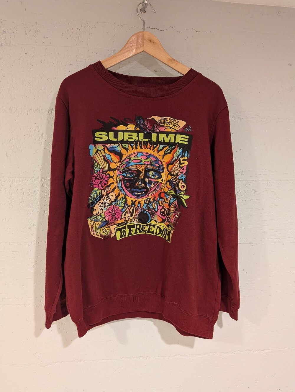 Sublime Hope to Freedom Graphic Sweatshirt Band Merch Streetwear Y2K Size XL